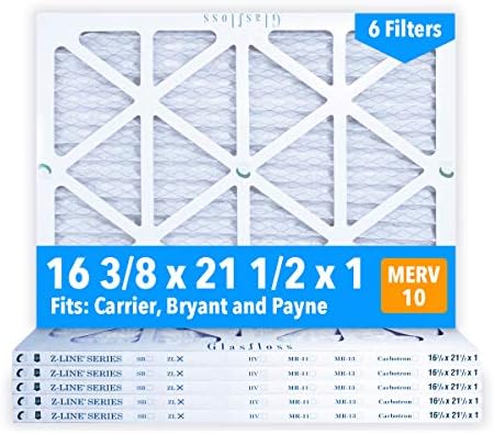 Воздушные фильтры 16-3/8 x 21-1/2 x 1, MERV 10, складные, комплект из 6 шт. Glasfloss