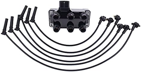 NewYall Ignition Coil Pack and 6 Spark Plug Wires Kit for Ford Explorer 2001-2002, Explorer Sport Trac 2001-2005, Ranger 2001-2011 NewYall