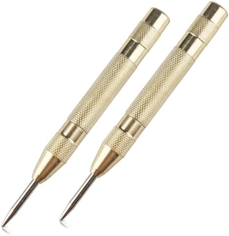 2Pcs Automatic Center Punch, 5'' Premium Spring Loaded Center Punch, Adjustable Spring Loaded Center Hole Punch, Heavy Duty Steel Automatic Center Marker Punch Tool for Metal, Wood, Glass by RNSXYAT Rnsxyat