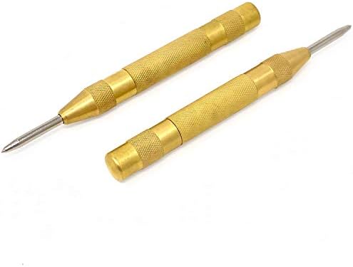 Automatic Center Punch - 5 inch Brass Spring Loaded Center Hole Punch with Adjustable Tension, Hand Tool for Metal or Wood - Pack of 2 Sandor