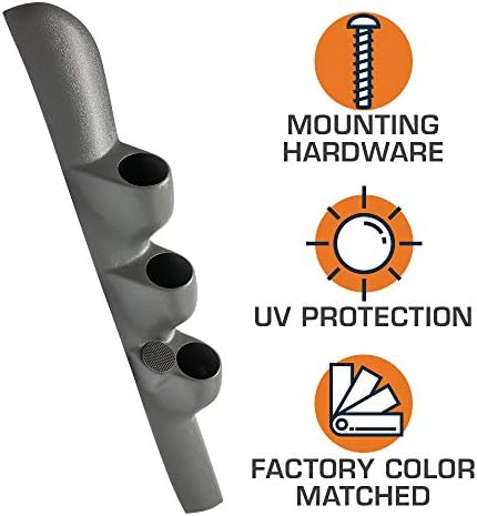 GlowShift Gray Triple Pillar Gauge Pod Compatible with Dodge Ram Cummins 1500 2500 3500 1998-2002 - A-Pillar Speaker Cutout - Factory Color Matched - Mounts (3) 2-1/16" (52mm) Gauges GlowShift