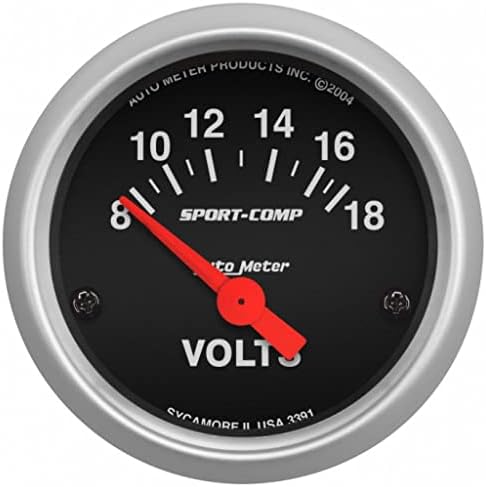 AutoMeter Sport-Comp Voltmeter Gauge Electronic 52mm | 8-18 Volt KarParts360