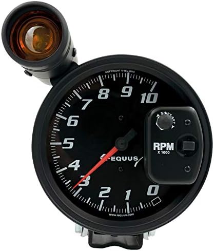 Equus E6080 5" Tachometer 10K RPM Black Dial & Shift Light Equus