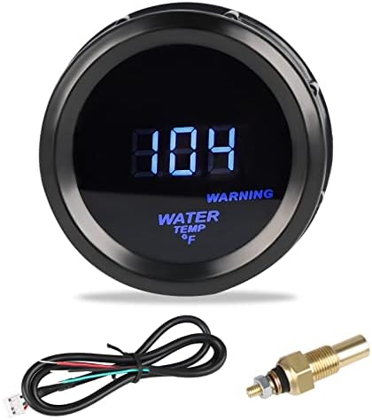 WATERWICH Water Temperature Gauge Water Temp Thermometer Meter Kit 104-302℉ DC12V 2inch 52mm with Thread NPT 1/8" Sensor for Car Truck Vehicle Automotive Waterwich