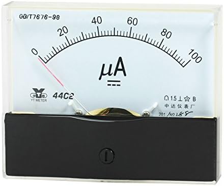 uxcell Analog Current Panel Meter DC 0-100uA 44C2 Ammeter 100x48x80mm for Automotive Circuit Testing Charging Battery Ampere Tester Gauge Pack of 1 Uxcell