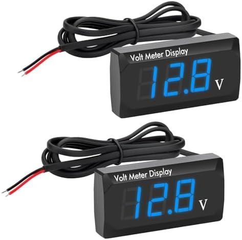 Linkstyle 2PCS Car Digital Voltmeter Gauge, DC 8V-16V LED Digital Voltage Meter, Reverse Wire Protection, for Motorcycle SUV Linkstyle