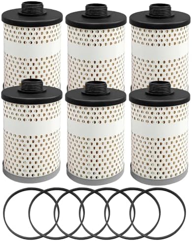 6 Pcs Fuel Filter Element Compatible with Gasoline and Diesel Water Separate 30 Micron with Protective Shee Replace 496-5 Qaggum