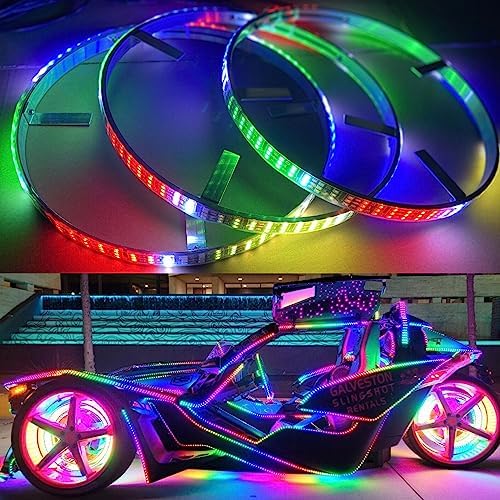 Bluetooth + Remote Control 3PCS 15.5" Triple Row Wheel Rim Lights RGB Whte Dream Color Chasing Rainbow Symphony Lighting for Polaris Slingshot 2015-2022 Ydzwavui