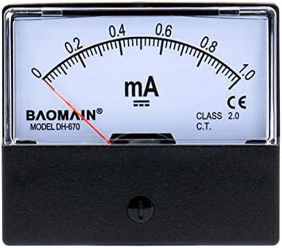 Baomain Ammeter DH-670 DC 0-1 mA Rectangular Ampere Needle Panel Meter Gauge Amperemeter Baomain