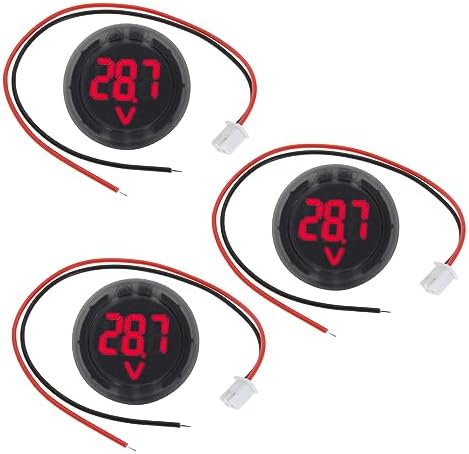 The Lord of the Tools 3Pcs Digital Voltmeter DC 4V-100V Car LED Digital Voltmeter Round Auto Ammeter Accessories for Cars Vehicles Motorcycles Boats Green The Lord of the Tools