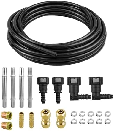 Automotive Fuel Line Repair Kit 3/8'', Nylon or Steel Fuel Line Kit Replace FLK-38, 23 Pack Black Qnheay