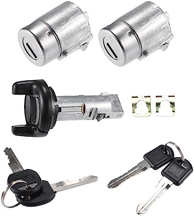 No.12369498 / Car Ignition Switch Lock Cylinder Front Door Lock Core Set/with Keys for Chevy C/K Pickup 1995-1997 for GMC Yukon 1995-1997 / Durable/Plastic / 1 Set/Black Hihaha