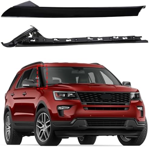 Left Front Windshield A-Pillar Molding Trim Panel Compatible with Ford Explorer 2011-2019 4-Door Replaces BB5Z7803145AA BB5Z7803137AB BB5Z7803145BA Inner & Outer HTRACING (Gloss Black FLH) Poseng