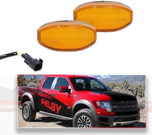 For Ford SVT Raptor 2010-2014 Replace OEM Sidemarker Lamp Amber Lens Front Fender Side Marker Lights Corner Marker Light Parking Lamp Modipim