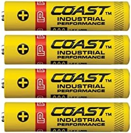 Coast 4 Pack AAA Industrial Performance Alkaline Batteries, High-Performance Coast