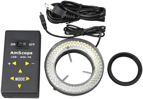 AmScope LED-64A 64 LED Lighting-Direction-Adjustable Microscope Ring Light + Adapter AmScope