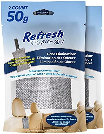 Refresh Your Car! Car Air Freshener And Deodorizer, Odor Eliminator Charcoal Deodorizer Bags, Set Of 2, Fragrance Free Refresh Your Car