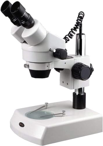 AmScope SM-2B Professional Binocular Stereo Zoom Microscope, WH10x Eyepieces, 7X-45X Magnification, 0.7X-4.5X Zoom Objective, Upper and Lower Halogen Lighting, Pillar Stand, 110V-120V AmScope