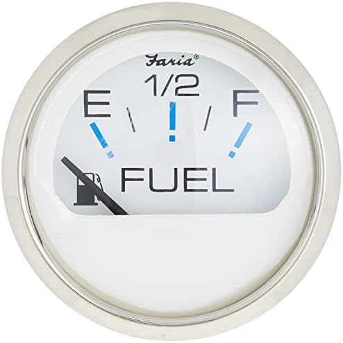 Faria - 3003.3544 13801 Chesapeake Stainless Steel Fuel Level Gauge (E-1/2-F) - 2", White Faria