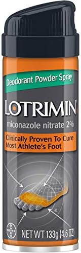 Lotrimin AF Athlete's Foot Deodorant Antifungal Powder (Порошок) Spray (Спрей), Miconazole Nitrate 2%, Clinically Proven Effective Antifungal Treatment of Most AF, Jock Itch and Ringworm, 4.6 oz (Унции) Spray Can (Pack of 2) Lotrimin