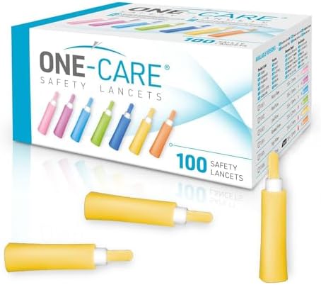 ONE-Care Safety Lancets, Contact-Activated, 21G x 2.4mm, 100/bx, Sterile, Single-Use, Preloaded, Gentle for Comfortable Testing MediVena