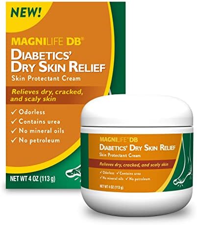 MagniLife DB Diabetics' Dry Skin Relief, Natural Diabetic Foot Cream (Крем) to Heal Dry, Cracked, and Scaly Skin, Unscented, Petroleum-Free, Non-Greasy - 4oz MagniLife