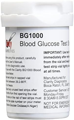 CLA CD-BG5 BG1000 Blood Glucose Meter Strip (Pack of 50) Clarity Diagnostics