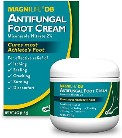 MagniLife DB Antifungal Foot Cream (Крем), Soothing Fast-Acting Relief of Itching, Scaling, Cracking, Burning & Discomfort - Natural Moisturizing Anti-Fungal Cream with Miconazole Nitrate 2% - 4 oz (Унции) MagniLife