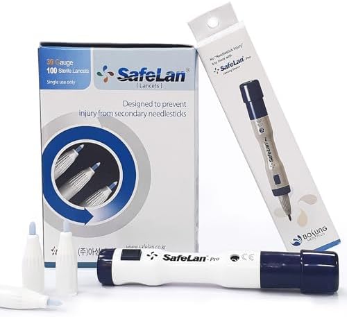 Set Safety Lancing Device + Lancets 1Box (30G/100Pieces) Minimizing Pain Made in Korea SafeLan