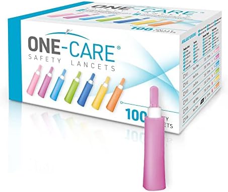 MediVena ONE-CARE Safety Lancets, Contact-Activated, 28G x 1.8mm, Box of 100 ONE-CARE