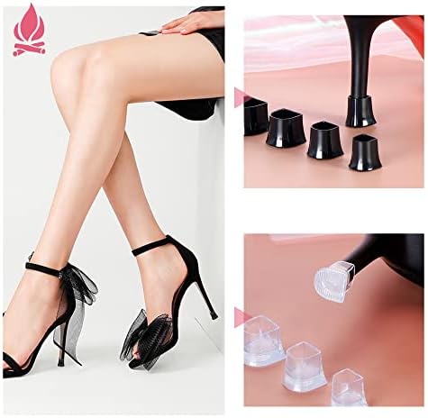 Heel Protectors 16 Pairs Heel Caps for High Heels,Heel Replacement Tips for Women Walking on Grass Non-Slip Heel Covers for High Heel Stiletto Wedding Silent Office JEVRKAPZ