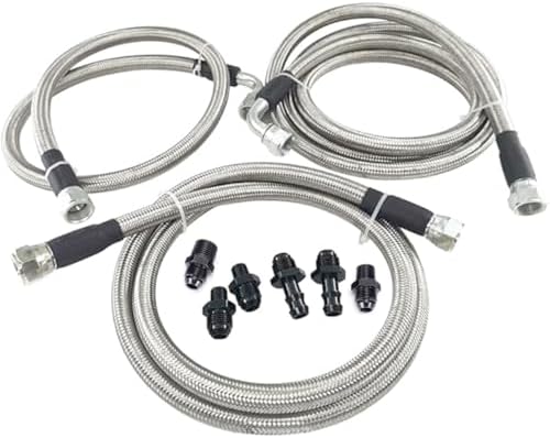 47RE Transmission Cooler Lines Kit PTFE braided hose For Cummins 1996-02 Dodge Ram 2500 3500 Cummins 5.9L Heavy Duty Hose Autoutfit