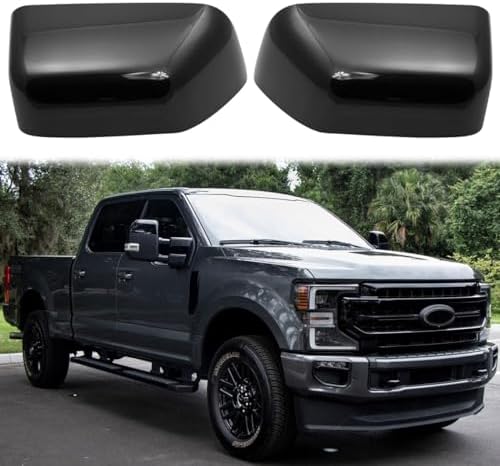 Glossy Black Directly Replacement Mirror Caps Cover Trim Replace for 2017-2023 2024 Ford F250 F350 F450 F550 Super Duty Towing Mirror, OEM part number: HC3Z-17D743-AA (Black) Sportuli