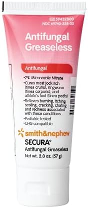 Smith+Nephew SECURA◊ Antifungal Greaseless Cream (Крем), Relieves Itching from Superficial Fungal Infections, Contains 2% Miconazole Nitrate, 2 Ounces Smith & Nephew