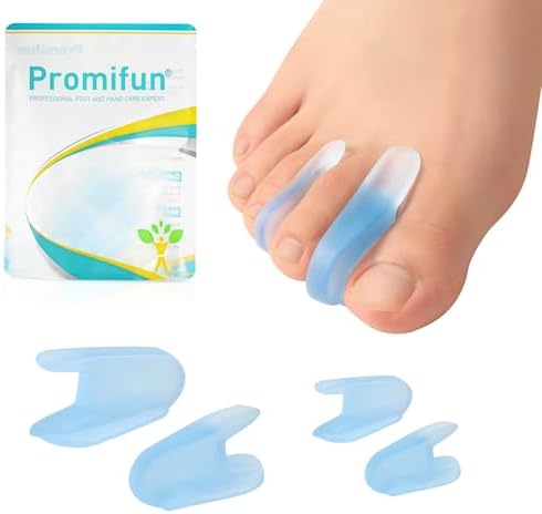 12-Pack Gel (Гель) Toe Separators - Bunion Pads – Toe Spacers for Overlapping Toes Straightening for Men and Women (4L+8S, Transparent Blue) Promifun