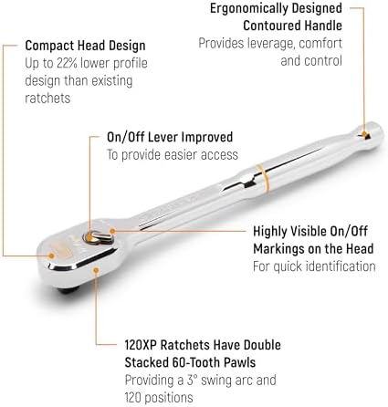 GEARWRENCH 2 Piece 1/4" and 3/8" Drive 120XP Dual Material Flex Handle Teardrop Ratchet Set | 81204XP Gearwrench