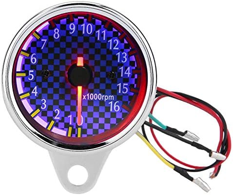 Electronic RPM Tachometer, DC 12V 16000rpm Universal Motorcycle LED Display Mini Tachometer Electronic Tach Meter Gauge Kimiss