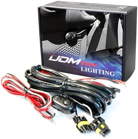 iJDMTOY 9005 9006 H10 Relay Harness Wire Kit with LED Light ON/Off Switch Compatible with Automtive Driving Light, Fog Light, Retrofit, Off-Road Lighting, etc IJDMTOY