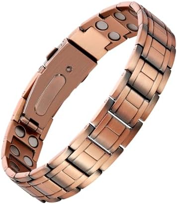 Feraco 99.99% Pure Copper Bracelet for Men, Ultra Strength Magnetic Bracelet with Powerful Neodymium Magnets & Pro Folding Clasp, Adjustable Feraco