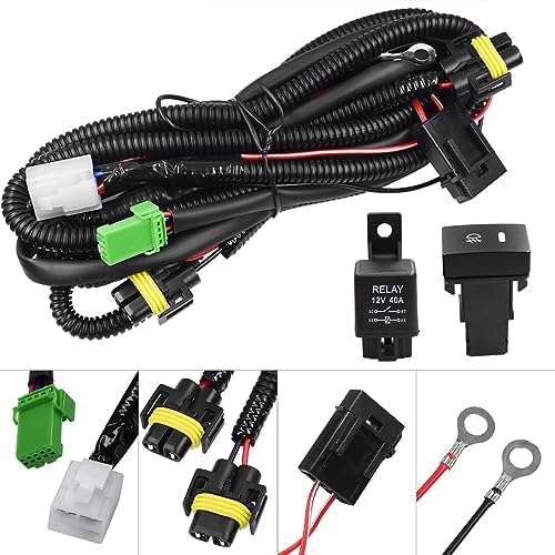 H11 880 881 H9 Fog Light Lamp Wiring Harness Socket Wire Connector with 40A Relay & ON/Off Switch Kits Fit for LED Work Lamp Driving Lights Etc Huiqiaods