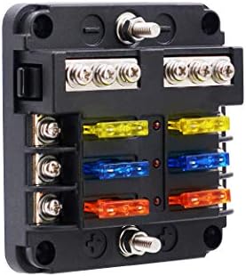 BlueFire 12 Way Blade Fuse Box Fuse Box Holder Standard Circuit Fuse Holder Box Block with LED Light Indication & Protection Cover for Car Boat Marine Trike Car Truck Vehicle SUV Yacht RV BlueFire