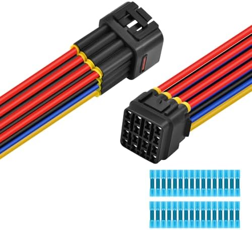 16Pin 14AWG Waterproof Plug Connector Pigtail Cable Fits for All Kinds of Lighting System (16 Pin) Culmkari