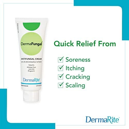 DermaRite's DermaFungal Antifungal Cream (Крем) - 2% Miconazole Nitrate for Athlete's Foot, Ringworm, and Jock Itch - 3.75 oz (Унции). Tube, 2 Count DermaRite