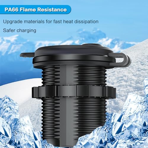 12-24 V Multi-functional Dual Hole Tent Socket Dual Cigarette Lighter Splitter Power Socket Female Power Outlet Adapter Waterproof Socket Combination for Portable Auto Electronic Devices Iztor