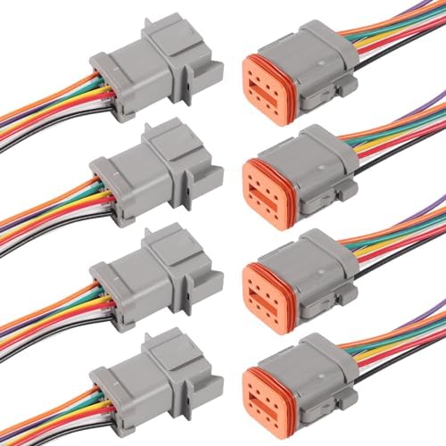 AITRIP 4 Sets Deutsch 12 Pin Connector Kit Waterproof Electrical Connector 16 AWG Male and Female Automotive Wire Connectors for Car Truck Motorcycle Marine Boat and other wire connection Aitrip