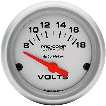 Auto Meter 4391 Ultra-Lite Electric Voltmeter Gauge, Regular, 2.3125 in. Auto Meter