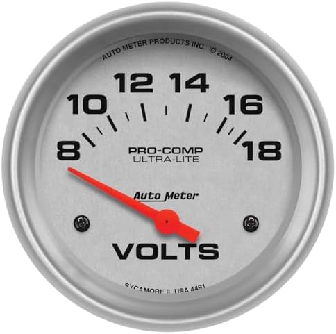 Auto Meter 4491 Ultra-Lite Electric Voltmeter Gauge Regular, 2.625 in. Auto Meter