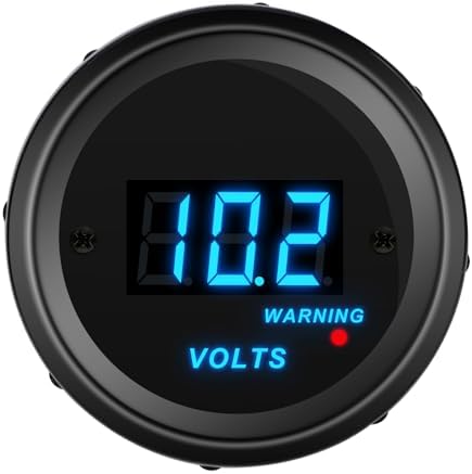 Linkstyle 12V Voltage Gauge, 2" 52MM Car Voltmeter, Digital Battery Gauge 12Volt, Round Voltmeter Panel with Smart Alarm Linkstyle