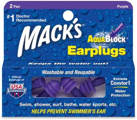 Macks Soft Flanged Aqua Block Earplug, Purple , Standard 8 Pair Mack's