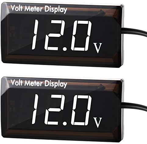 2 Pieces DC 4 to 28V Car Digital Voltmeter 12V Voltage Meter Car Audio Gauge LED Display 12V Meter Waterproof Voltage Gauge Meter for Car Motorcycle(Blue Light) Frienda